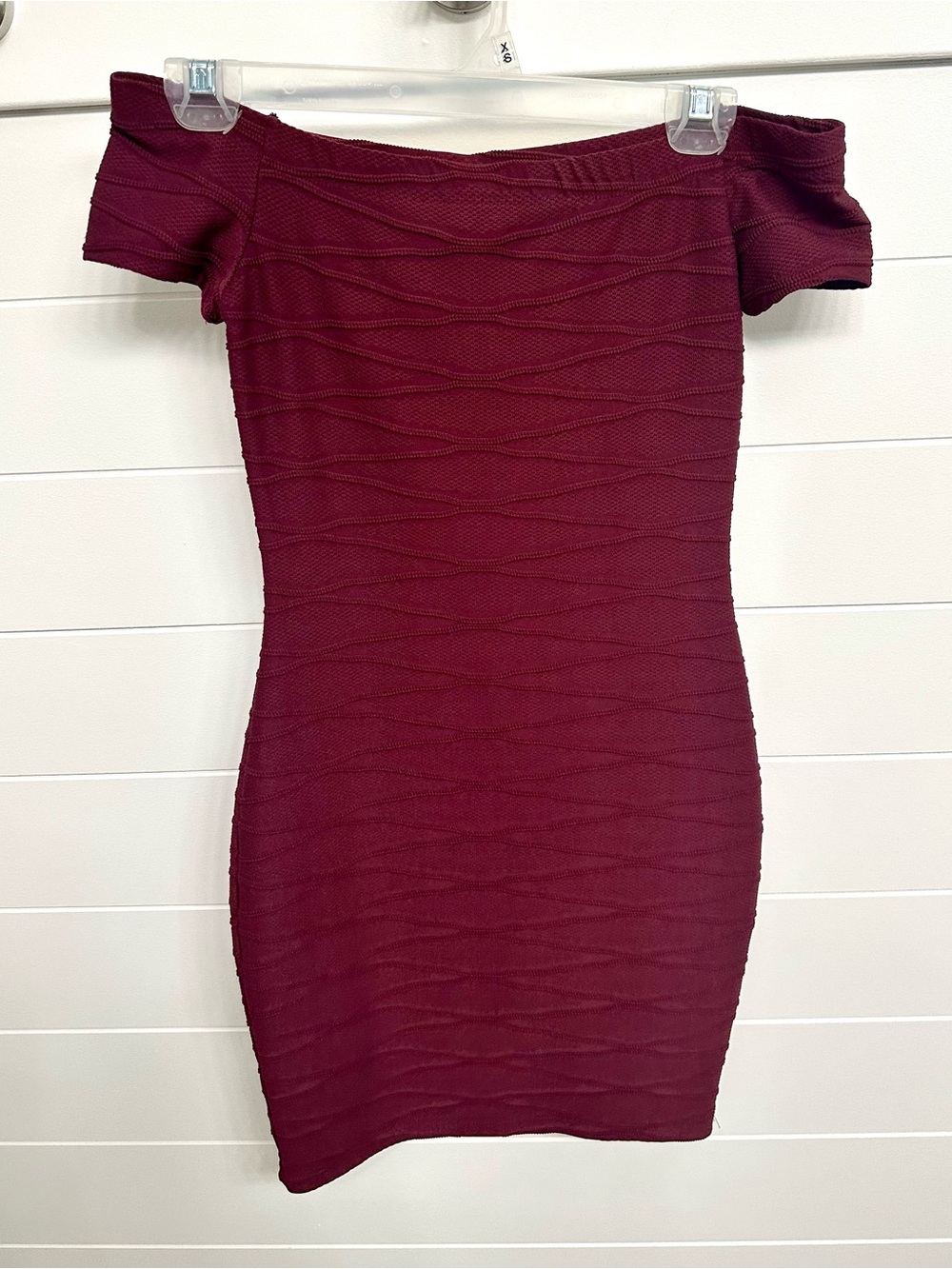 Guess Off-Shoulder Mini Dress in Burgundy